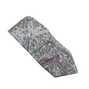 Damon Mens Vintage Paisley Pattern Tie 100% Silk Multicolor Muted‎ Light Color